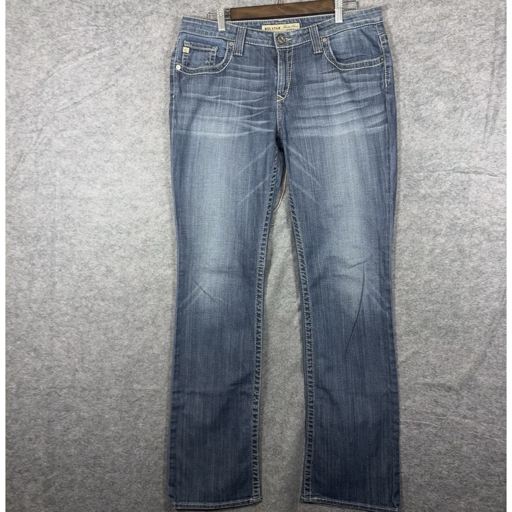 Big Star‎ Maddie Boot Jeans Womens 32 Extra Long Blue Mid Rise Embroidered